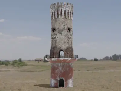 Tower 3D model old rusty Low-poly 3D model