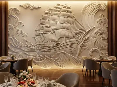 modern panel wall decor set wall relief mural CNC 148 3D model