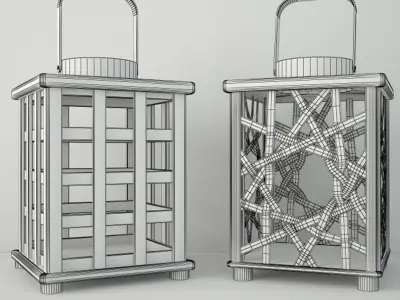 Wooden Lanterns 3D model