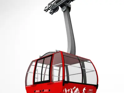 Ski lift gondola cable car 3D model