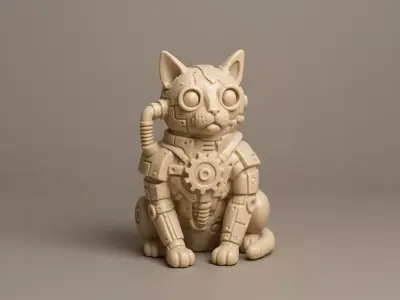 Mechanical Cat Sculpture 3D print model