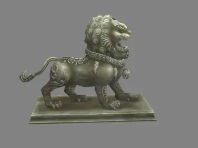 Stone lion sculpture - Lion dance Low-poly 3D model
