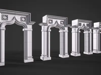 Highpoly Gothic Portal - type 5 3D model