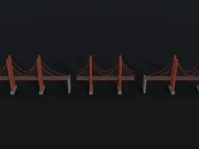 Cartoon modern bridges Polygonal Style Low-poly 3D model
