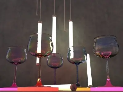 Rose Wine cocktail alcohol party bar glass  3D model