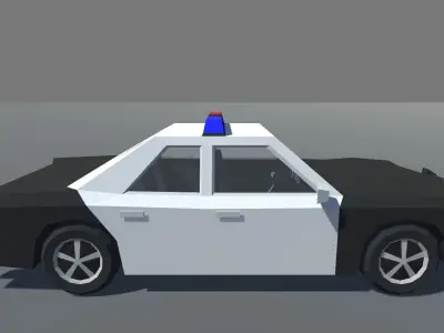 Muscle Car Police Cruiser with Interior MOBILE READY Low-poly 3D model