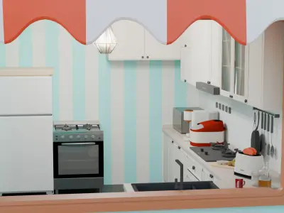 cartoonhome interier Free low-poly 3D model