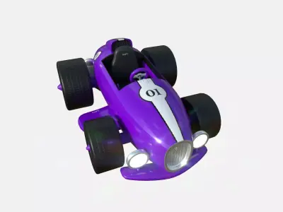 Cartoon Kart B04 Purple - Vehicle Racing Design Low-poly 3D model