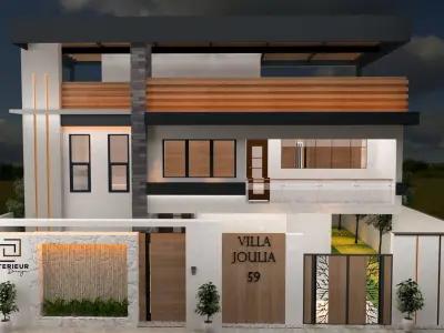 villa modern two story house 3D model