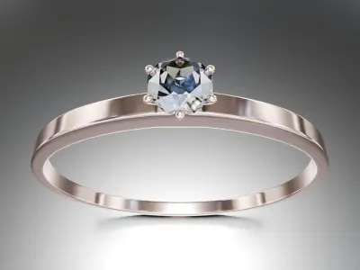 Elegant Engagement Ring 3D Model 3D model