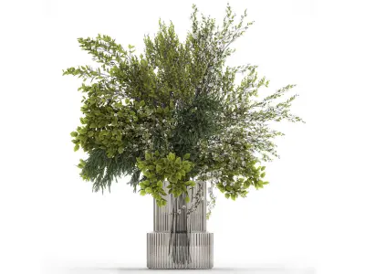 Bouquet Of Green Branches From The Garden 3D model