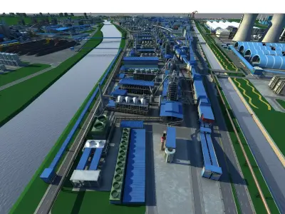 Industrial factory Chemical plant 3D model