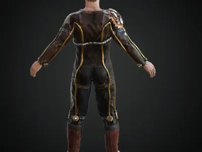  Steampunk rigged character Low-poly 3D model