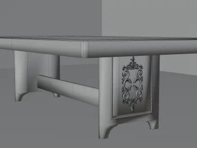 Old Decorative Low-High poly Dining Table Low-poly 3D model