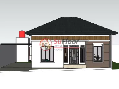 House 14x12m code 571 - Sketchup 3D model 3D model 3D model