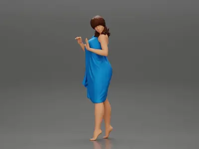 Girl in bikini and suit Leaning Against car on the beach 3D print model