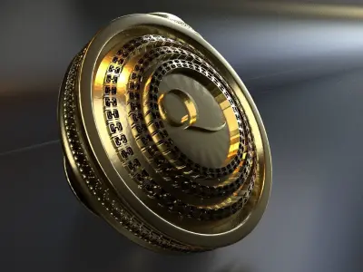 Luxury Cufflink with alphabet Q 3D print model