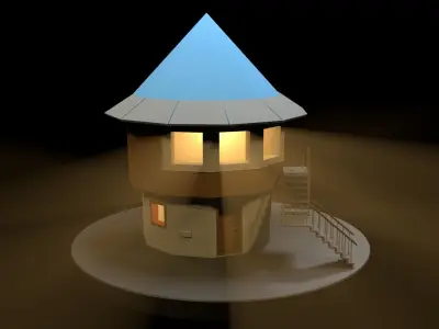 Mushroom House Low-poly 3D model