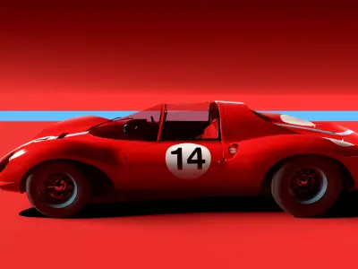 Ferrari Dino  Low Poly Game Ready 3D Model PBR Full Interior Low-poly 3D model