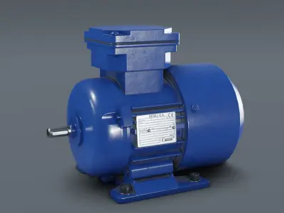 Electric motor Low-poly 3D model