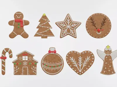 Gingerbread Christmas Cookie Set 2 3D model