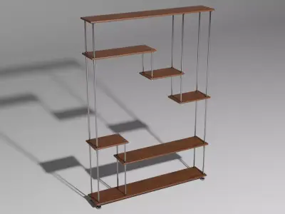 3D book shelf model Low-poly 3D model