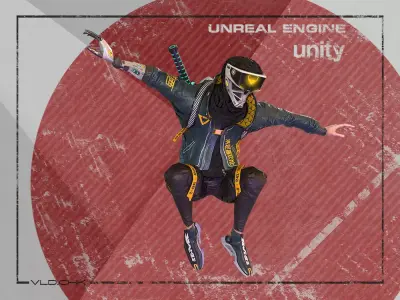 Cyber ninja Low-poly 3D model