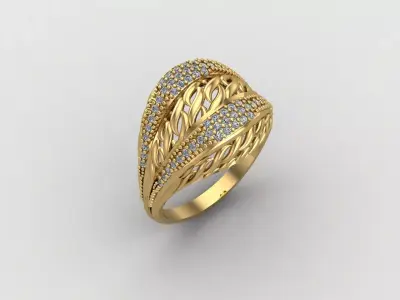 Women Ring With Stone Diamond Ready STL 3DM Models Womens Rings 3D print model purchase