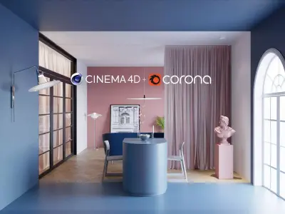 01- Modern Livingroom Interior scene - C4D and Corona Renderer  3D model