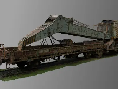 Rusty Railroad Crane 3D model