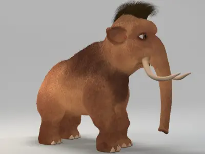 cartoon young mammoth Low-poly 3D model