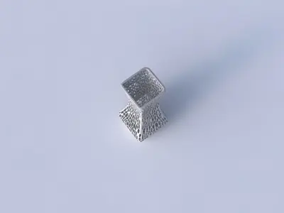 Vase larger opening rectangle with dense twisted organic lattice 3D print model