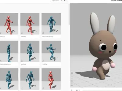 Cute Bunny Rabbit - Rigged and Animated Low-poly 3D model
