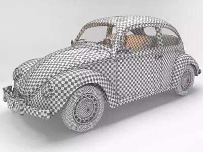 Vintage Red Car  Low-poly 3D model