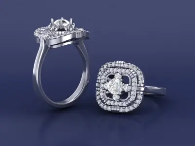 Elegance Diamond Ring CAD Design 3D print model