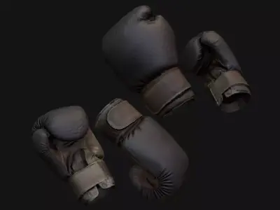 Boxing Gloves Black Low-poly 3D model