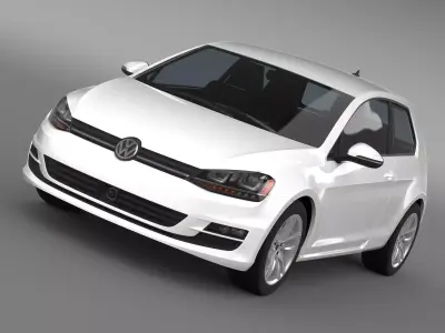 VW Golf TSI BlueMotion 3door 2015 3D model