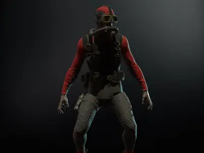 Zombie Diver Low-poly 3D model