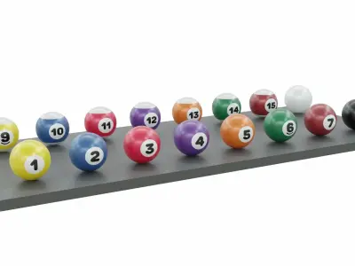 Pool Table Pool Balls Set Low-poly 3D model