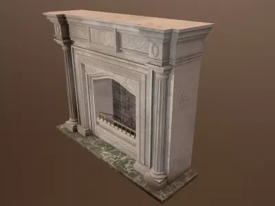 3D Antique fireplace - PBR Game Ready Low-poly 3D model