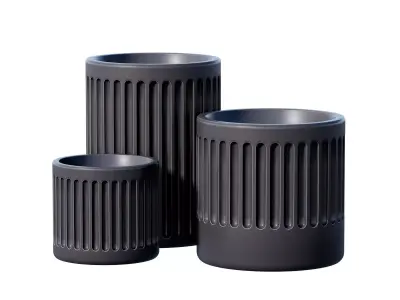Decorative Fluted Outdoor Flower Vase Urn Pot Set Collection 3D model