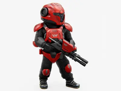 CYBER SOLDIER MECHA  Rigged for Unreal Engine - Unity - MIXAMO 3D model