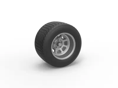 Wheel of Vintage Dirt race car V2 Scale 1 to 25 3D print model