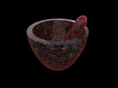 Mortar and Pestle Set Low-poly 3D model