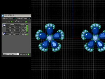 five feather flower stud earrings 3D print model