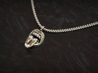 Savage Tongue Mouth Pendant 3D print model