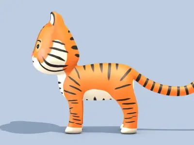 Cartoon Tiger Low-poly 3D model
