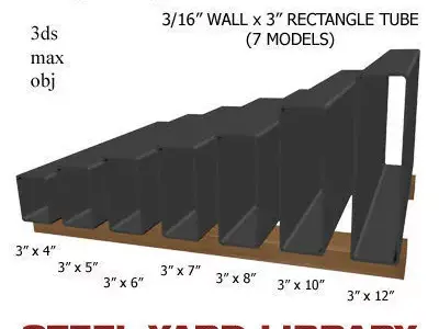 3 16in Wall x3in Rectangle Tube 3D model