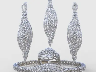 Ring Bracelet Earring and Pendant Set 3D printable model 0036 3D Model Pack