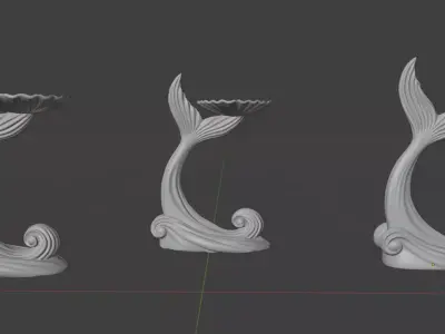 minimalist mermaid tail stands 3D print model